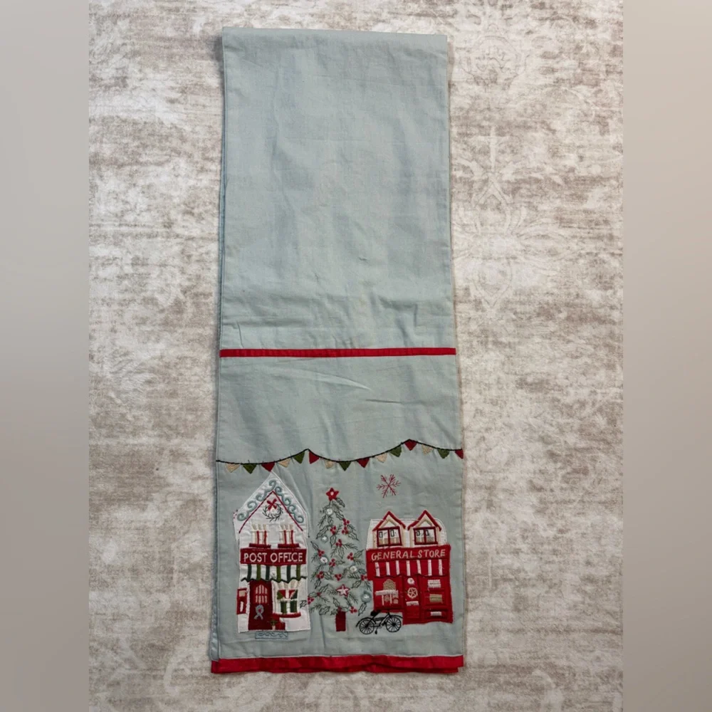 Pier 1 Christmas Table Runner 72”‎ Embroidered Village Holiday Decor